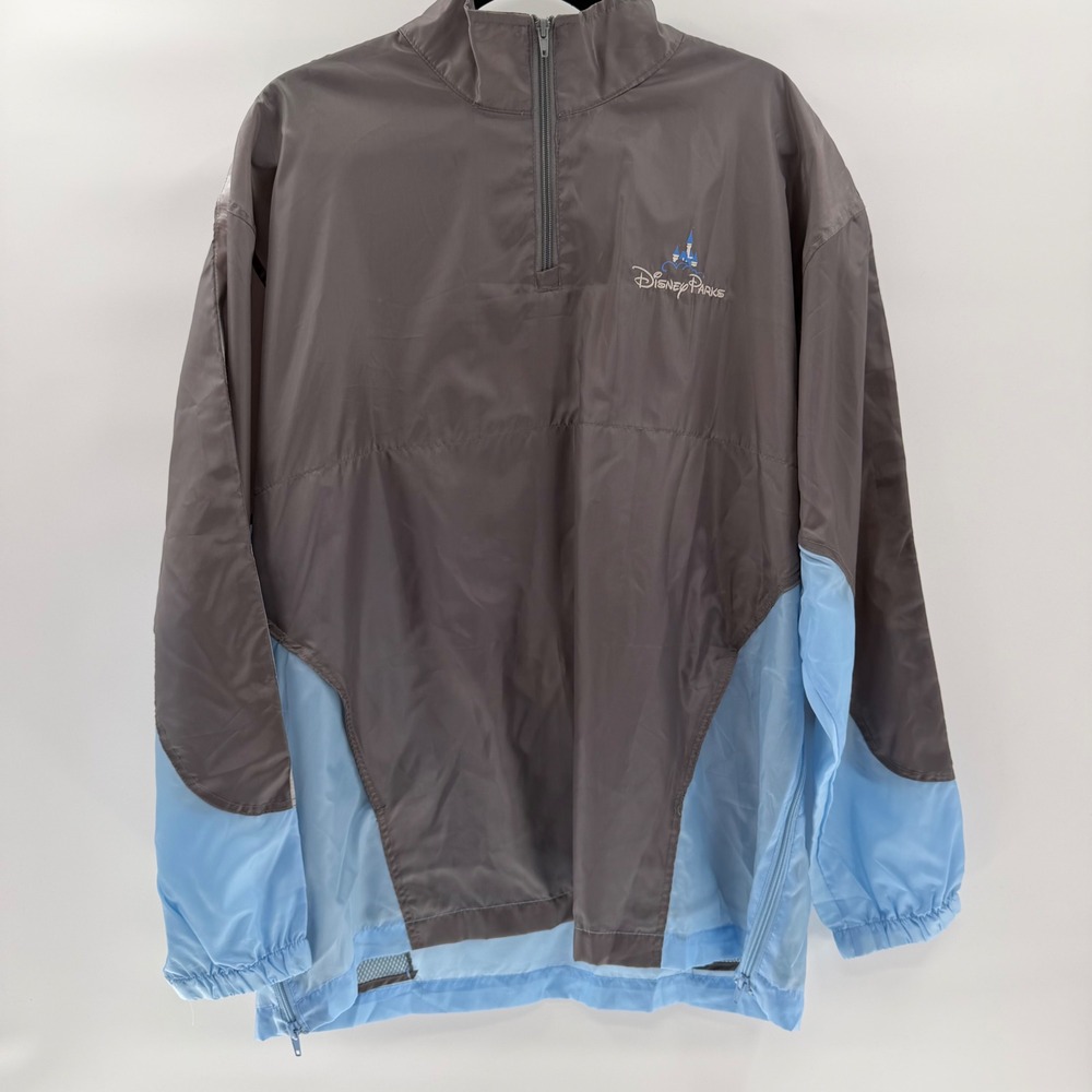 Disney Parks Logo Jacket M/L Packable Quarter Zip Windbreaker Park Bag Gorpcore